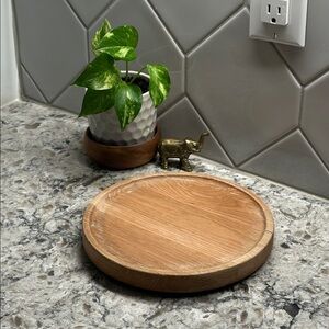 Chefs Rimmed Wooden Lazy Susan Centerpiece